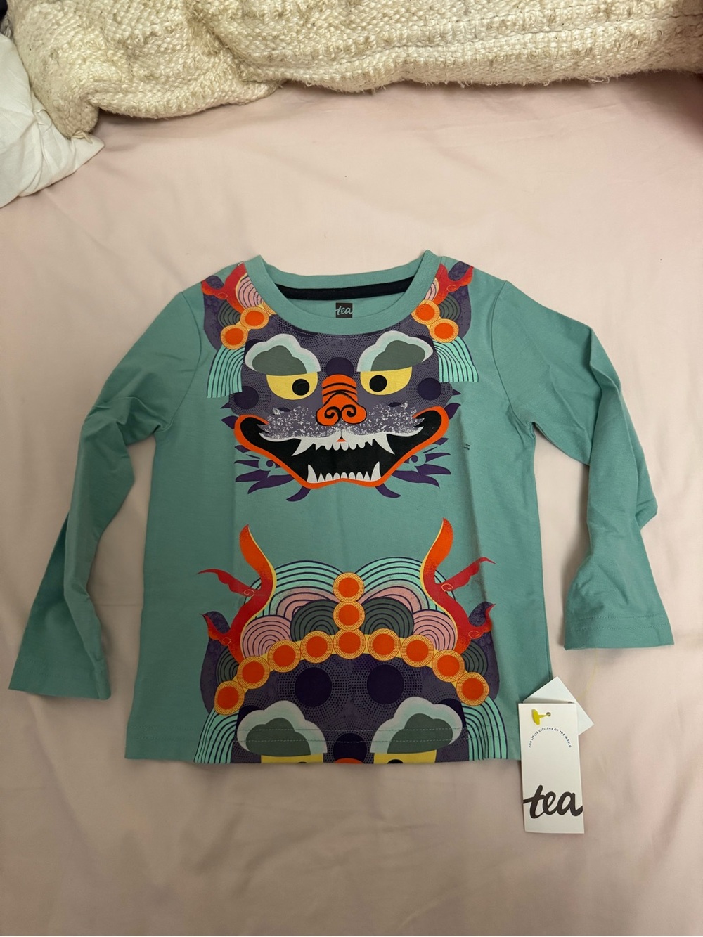 Tea Collection Aqua Dragon Graphic Long-Sleeve Top